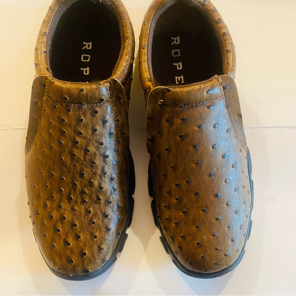 Roper Ostrich style Brown Slip-On Shoes